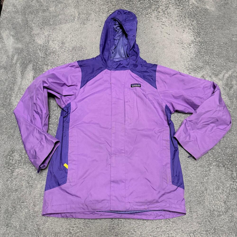 Patagonia Coat Kids Youth XL 14 Purple Shell Rain Coat Outdoor Hike